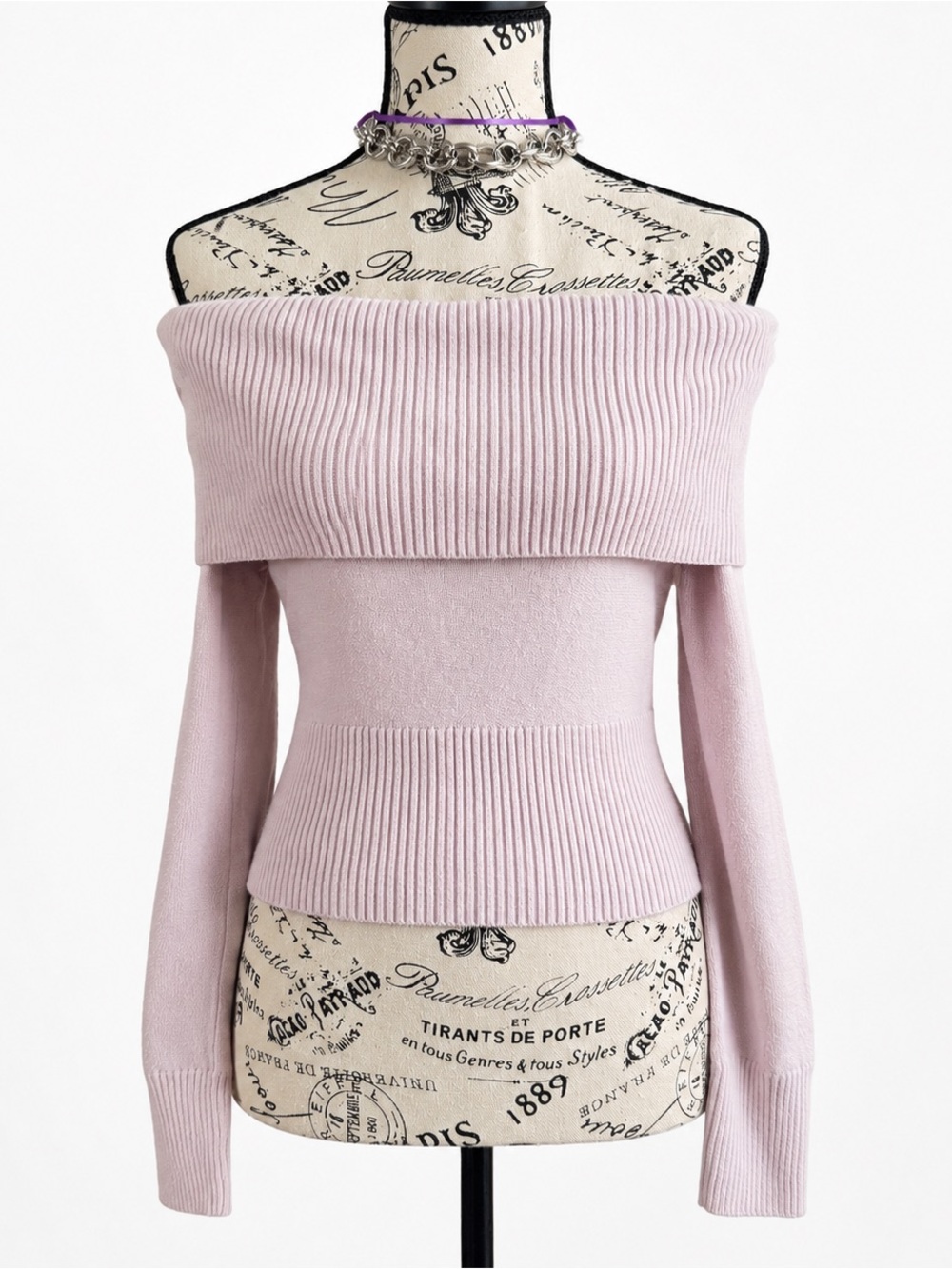 Hollister Off-Shoulder Ribbed Knit Top - Light Pink